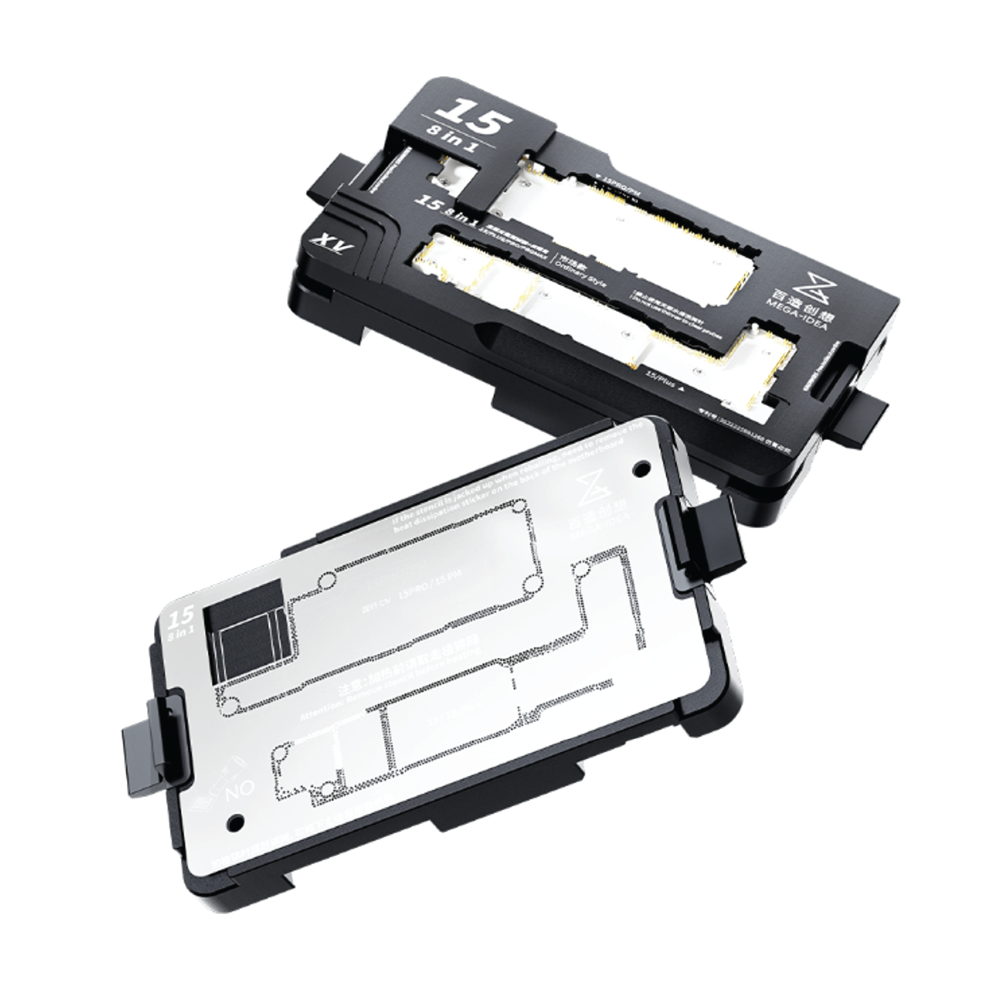 Mage-idea 15 Series 8 in 1 Motherboard Layered Test Frame + Reballing Platform
- without US version iP15PRO/PROMAX pin board 